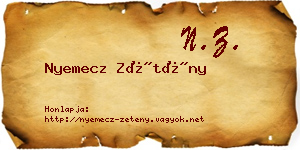 Nyemecz Zétény névjegykártya